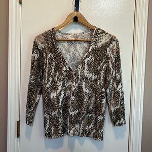 Snake print 3/4 sleeve cardigan. Great condition.